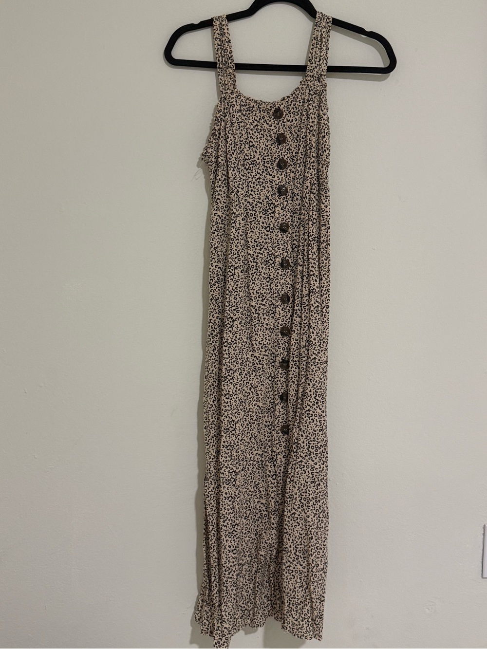 Japna Beige Leopard-Print Button-Front Maxi Dress